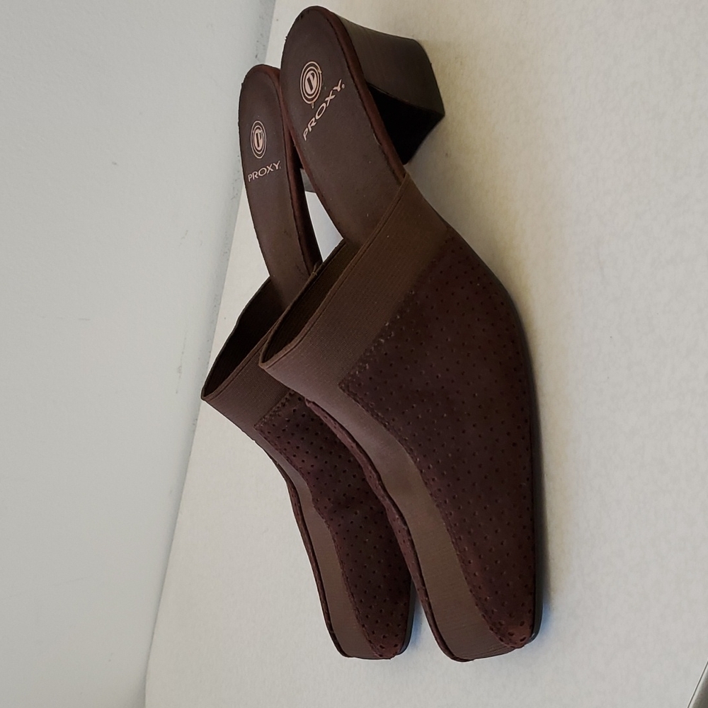 Proxy Dark Brown Mule Heels, 8.5